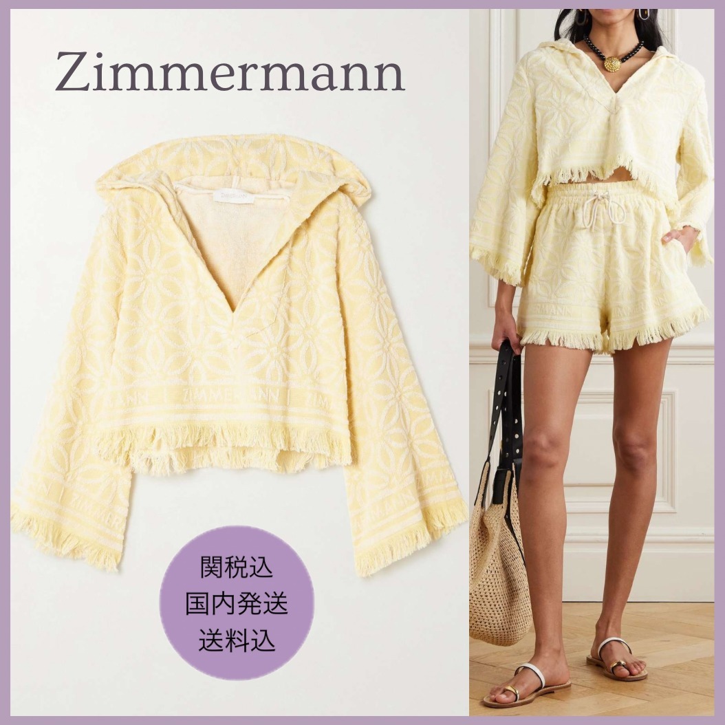 【Zimmermann 】タオル地 フード付トップ 黄色 カバーアップ