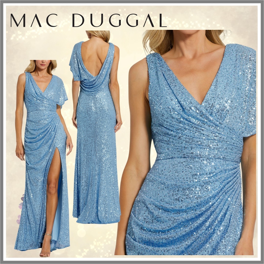 【Mac Duggal】アシンメトリードレープトランペットガウン