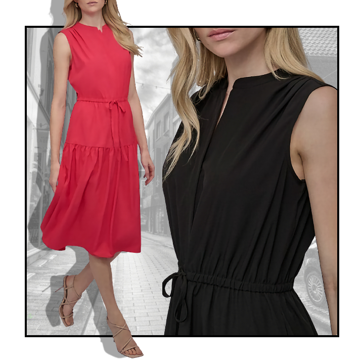DKNY ★【フレアドレス】Sleeveless Tiered Midi Dress