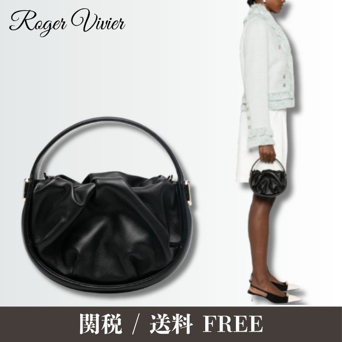 【注目】Roger Vivier ドレープカーフレザーハンドバッグ