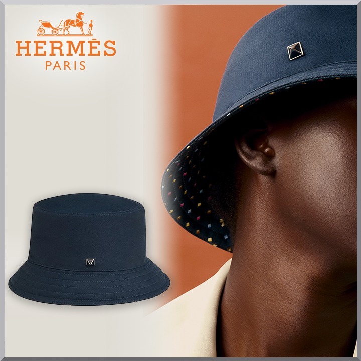 《内側デザインも素敵♪》HERMES Pois Medor バケットハット