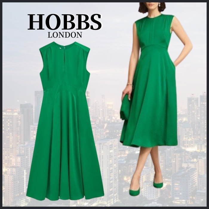【関税なし】HOBBS ホッブス lsobel サテン ミディ ドレス