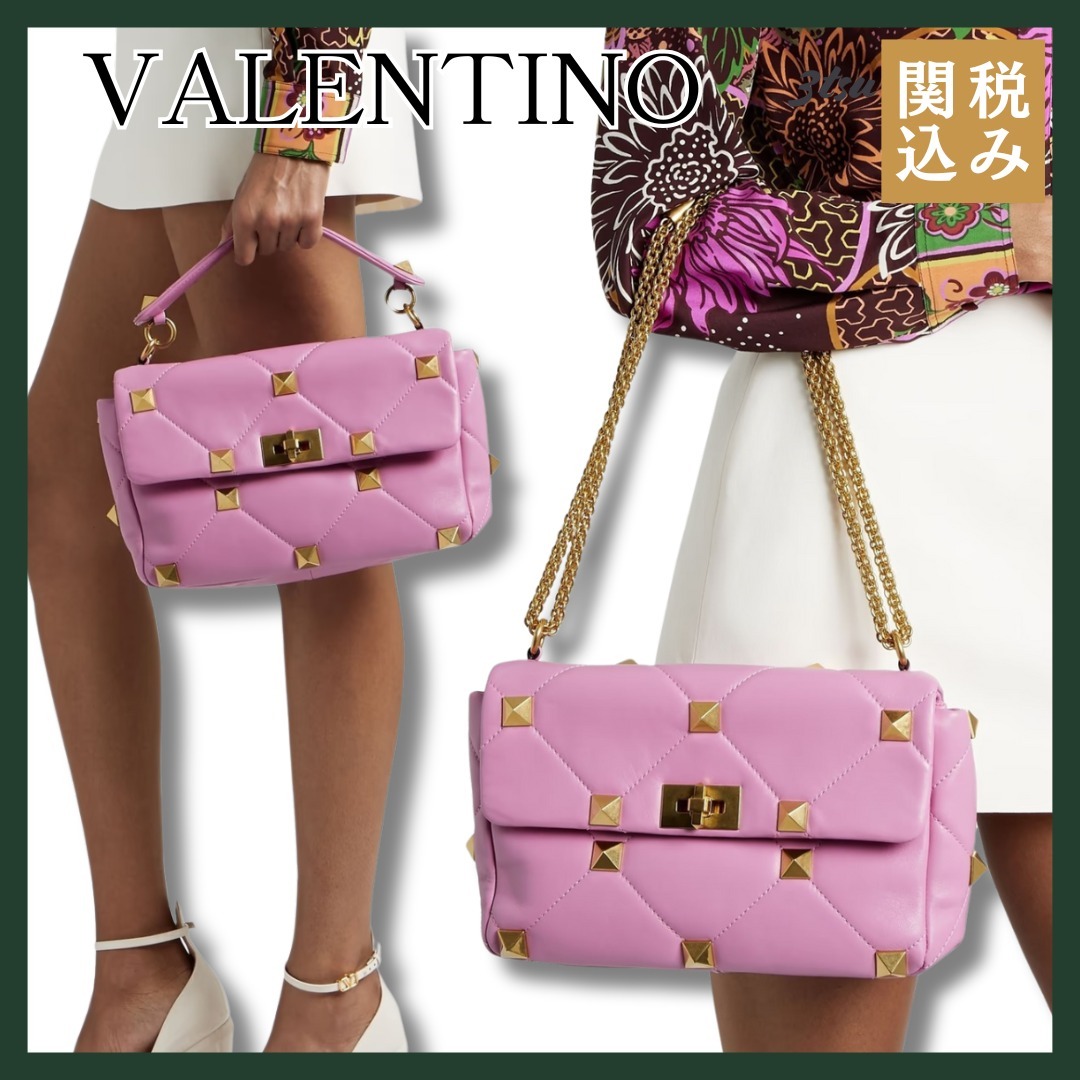 VALENTINO★Roman Stud レザー ショルダーバッグ キルティング