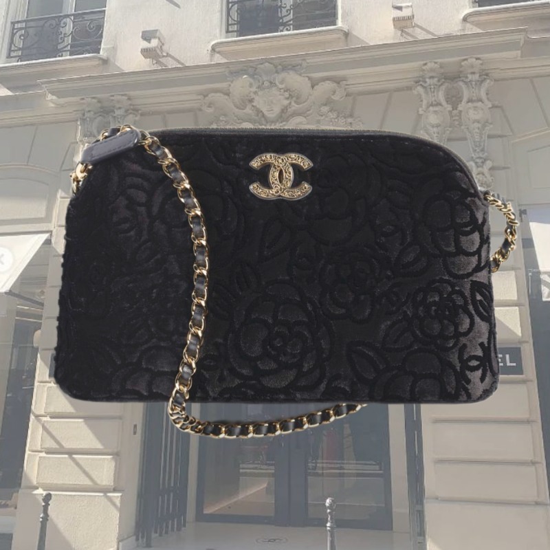 ★25メティエダール★【CHANEL】美カメリアベロアショルダー