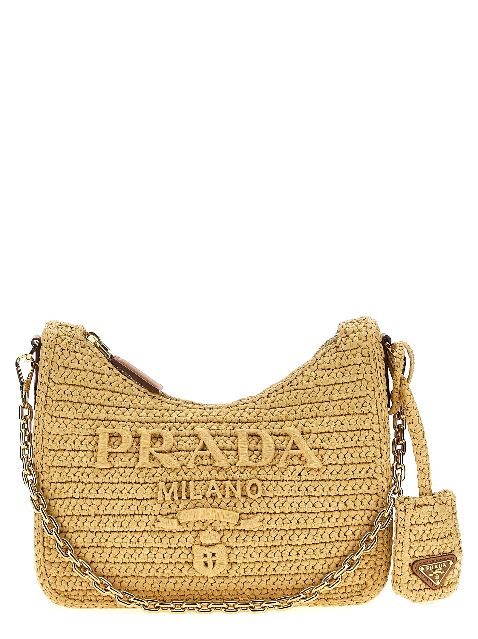 ショルダーバッグ・ポシェット PRADA 'Bandoliera' crochet shoulder bag Beige