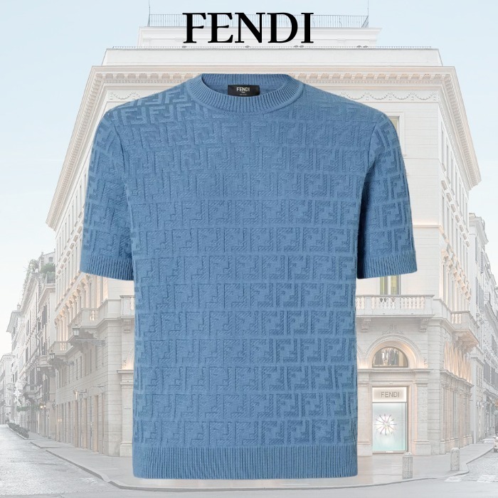 関税込★VIP価格【FENDI】新作 ライトブルーFFコットン セーター