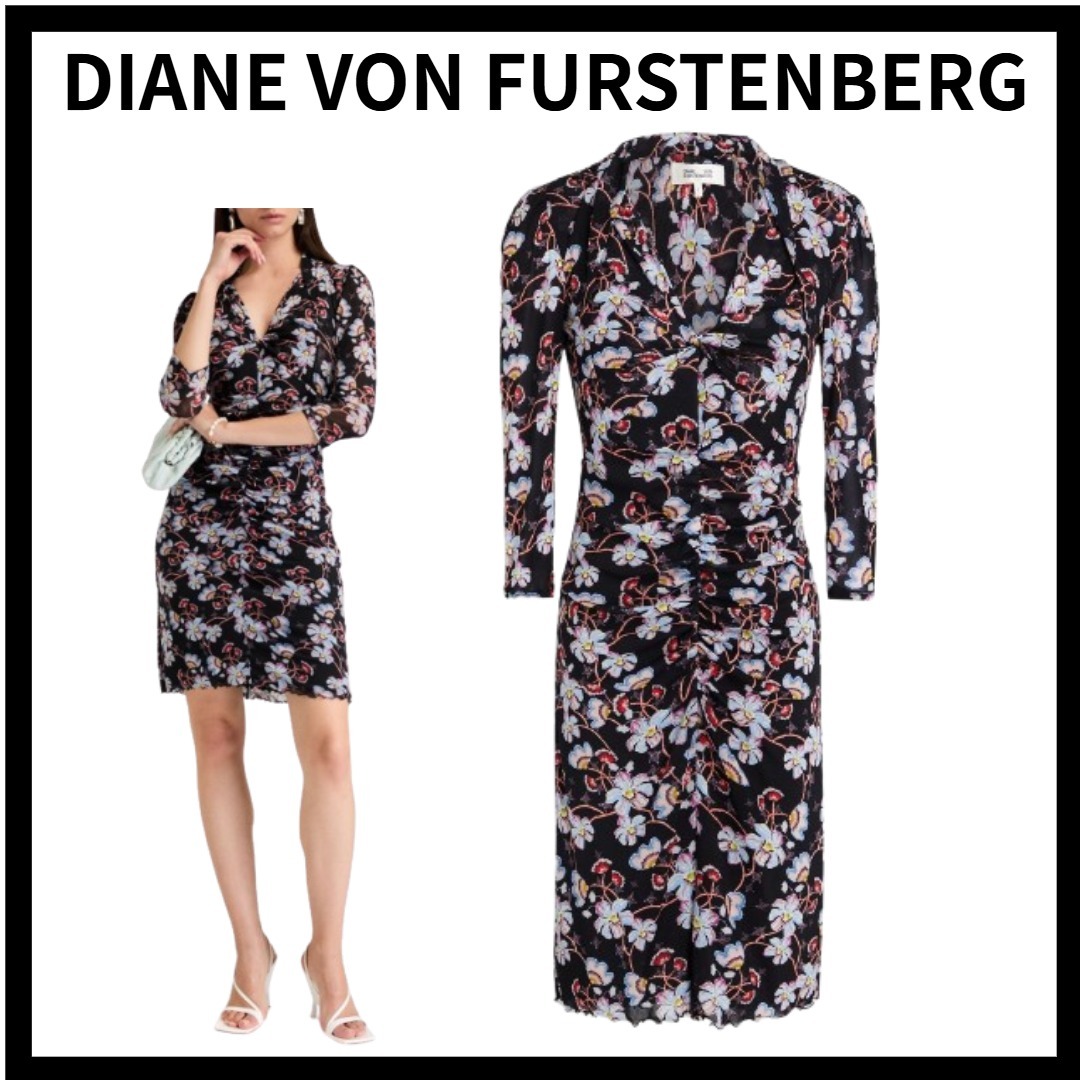 DIANE VON FURSTENBERG ストレッチメッシュ ミニワンピース
