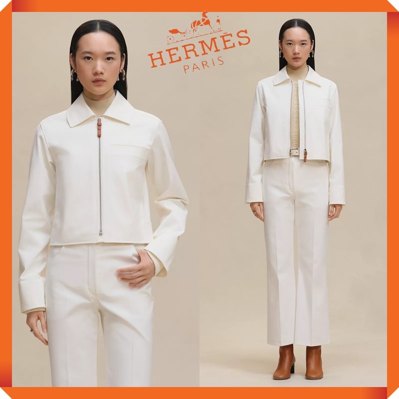 25AW☆HERMES★《ジャケット》ストレッチコットン ホワイト