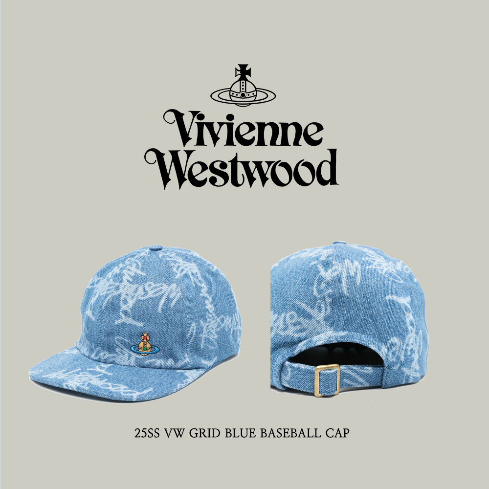 【VIVIENNE WESTWOOD】 25SS VW GRID BLUE BASEBALL CAP