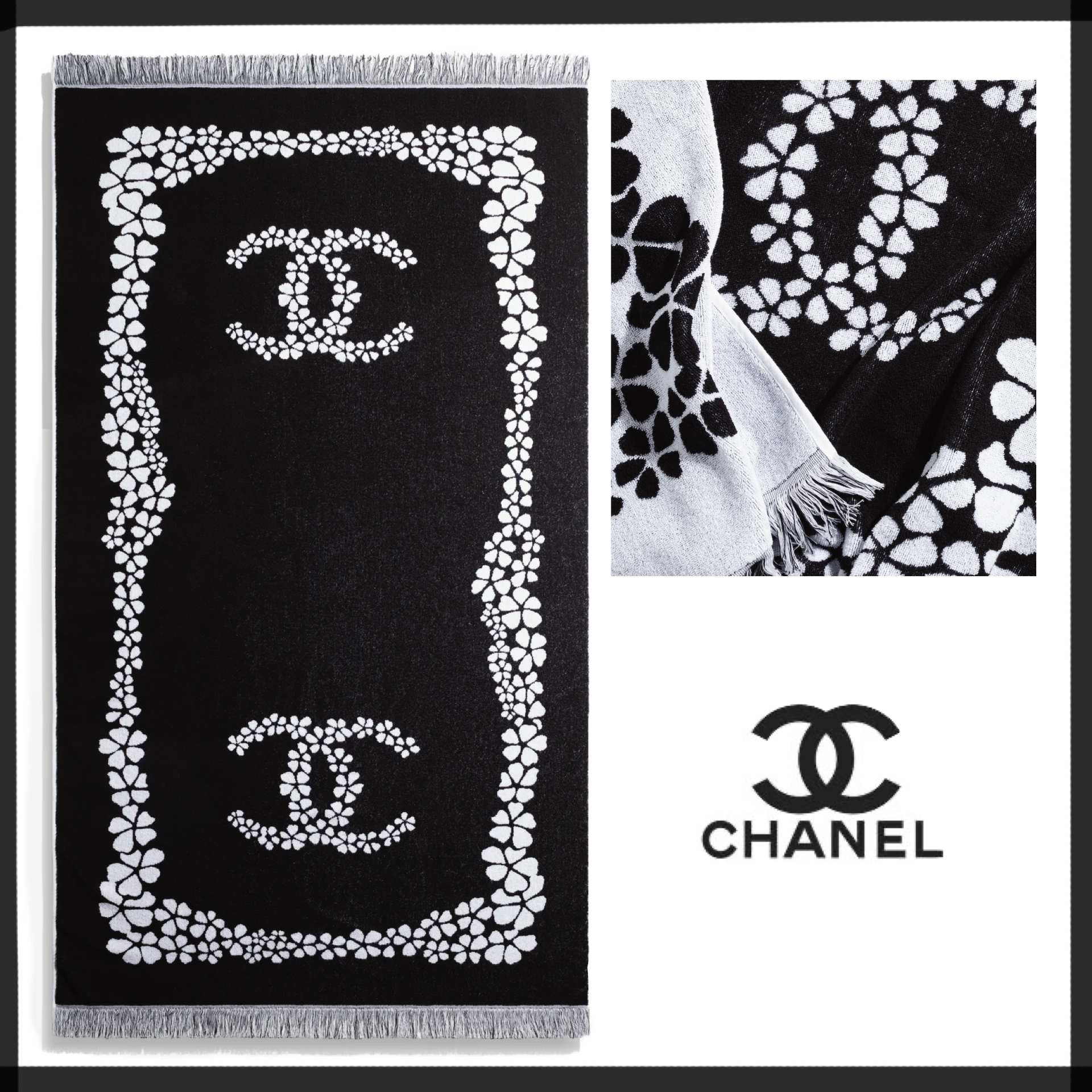 25SS 花柄ロゴ【CHANEL】ココ ビーチ コレクション バスタオル