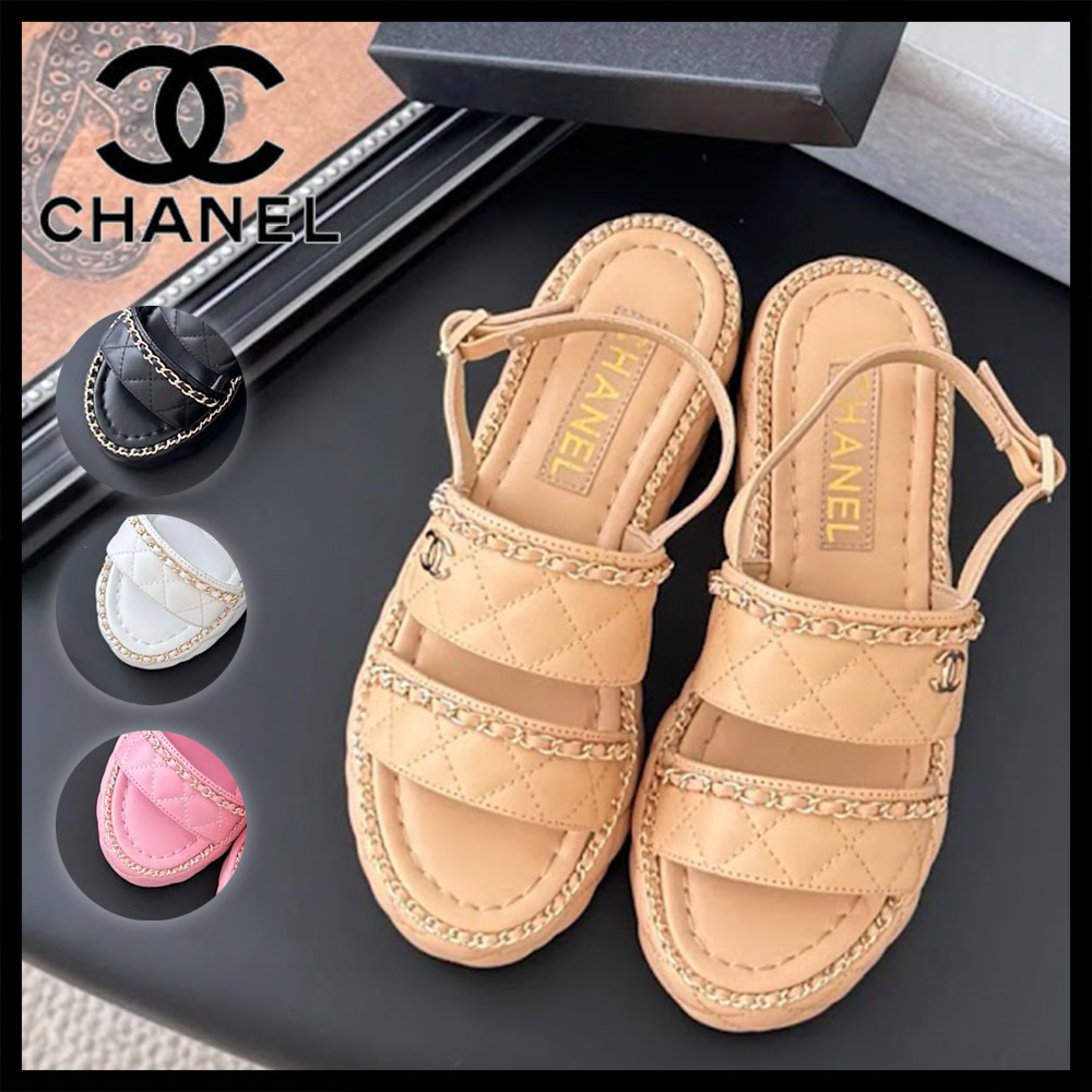 【厚底がかわいい☆チェーン】 CHANEL マトラッセ サンダル