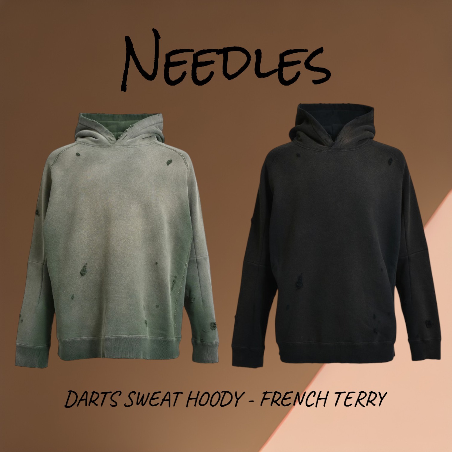 NEEDLES スウェット プルオーバー フーディ オリーブ 黒
