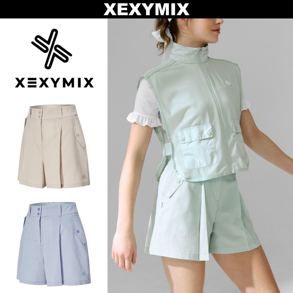 XEXYMIX GOLF : Aラインシアサッカーショートパンツ