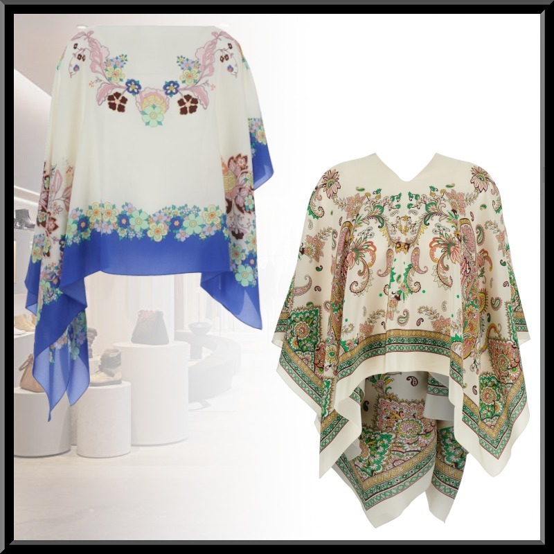 【時を超えた優雅さ】ETRO シルク アシンメトリーデザインケープ