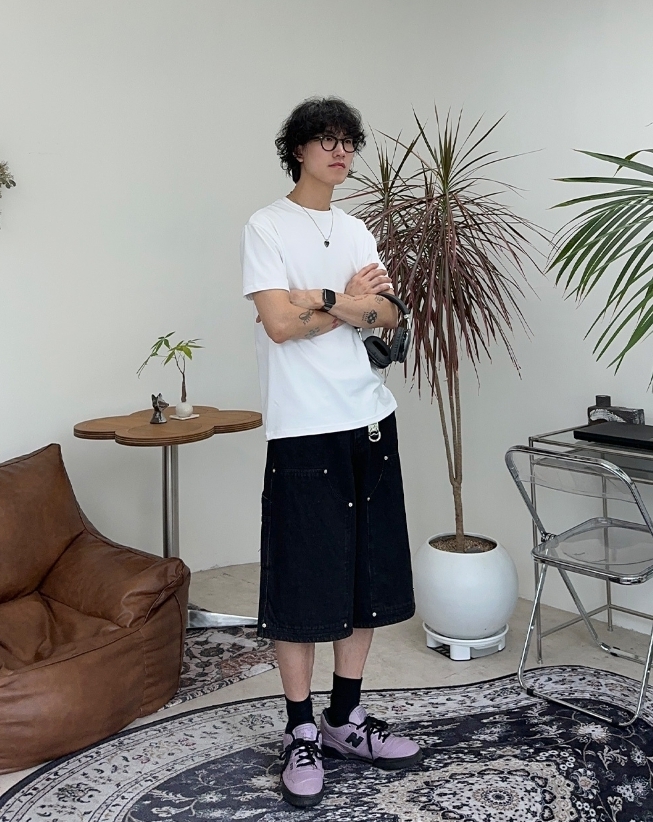【SATIIIZ】Jera Carpenter Bermuda Denim Pants