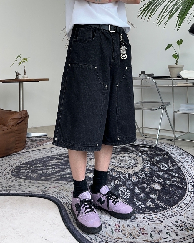 【SATIIIZ】Jera Carpenter Bermuda Denim Pants