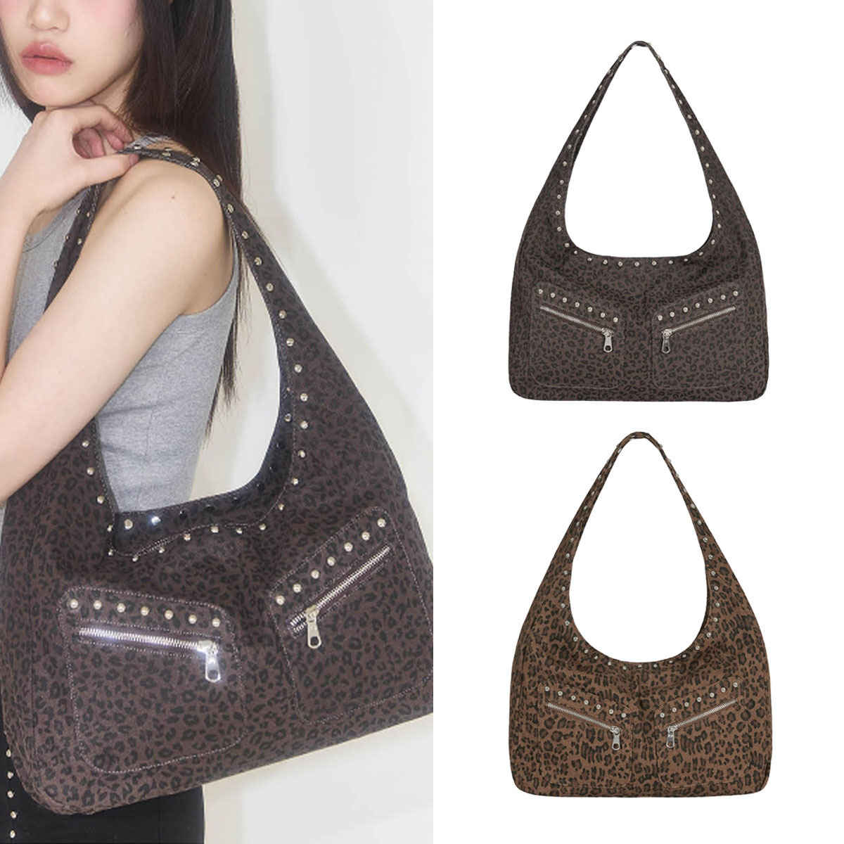 ショルダーバッグ・ポシェット ILLIGO Leopard Stud Shoulder Bag 5BMR0196