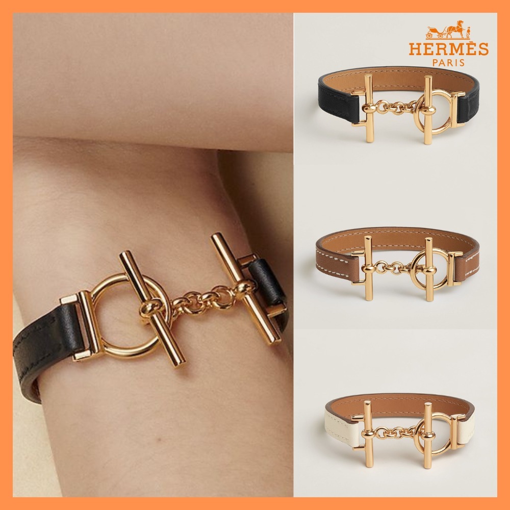 手元を美しく♪【HERMES】レザーブレスレット クロワジエール