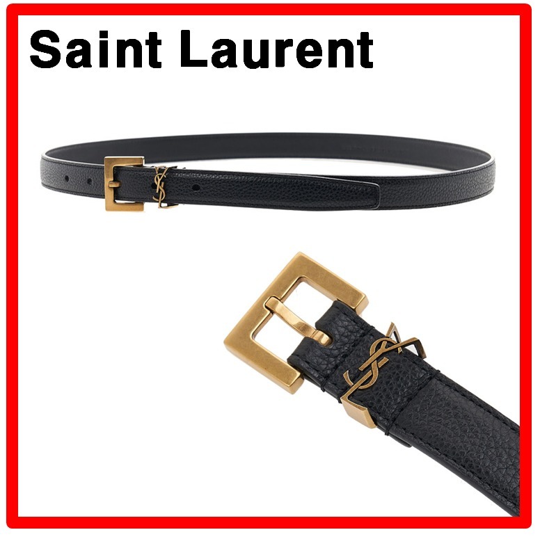 ★人気★【SAINT LAURENT】★モノグラムロゴ レザーベルト★