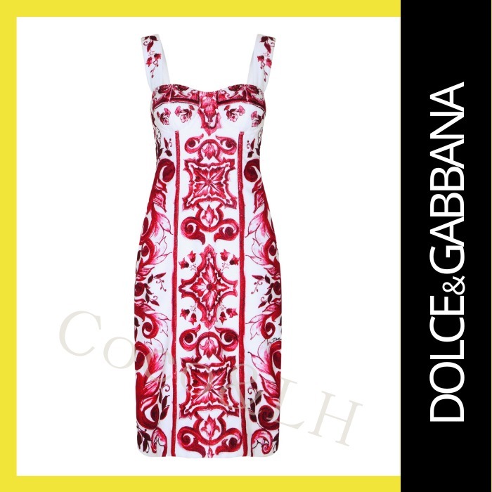 Dolce&Gabbana マヨリカ柄 テリークロス ミディ ドレス