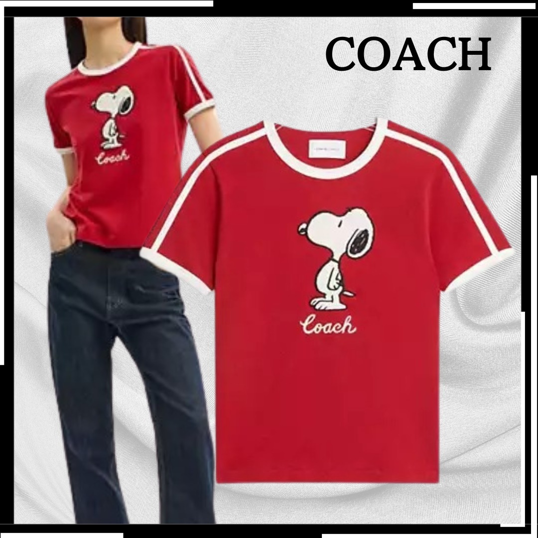 すぐ届く【COACH】リンガーTシャツ PEANUTSコラボ