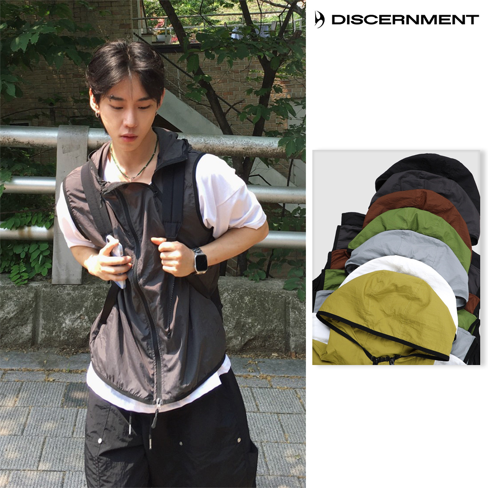 【DISCERNMENT】Mate diagonal hood vest