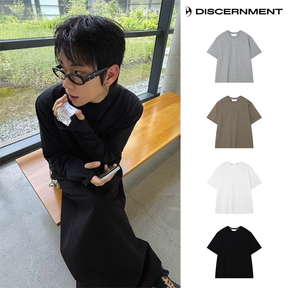 【DISCERNMENT】Empty damage short sleeve T-shirt