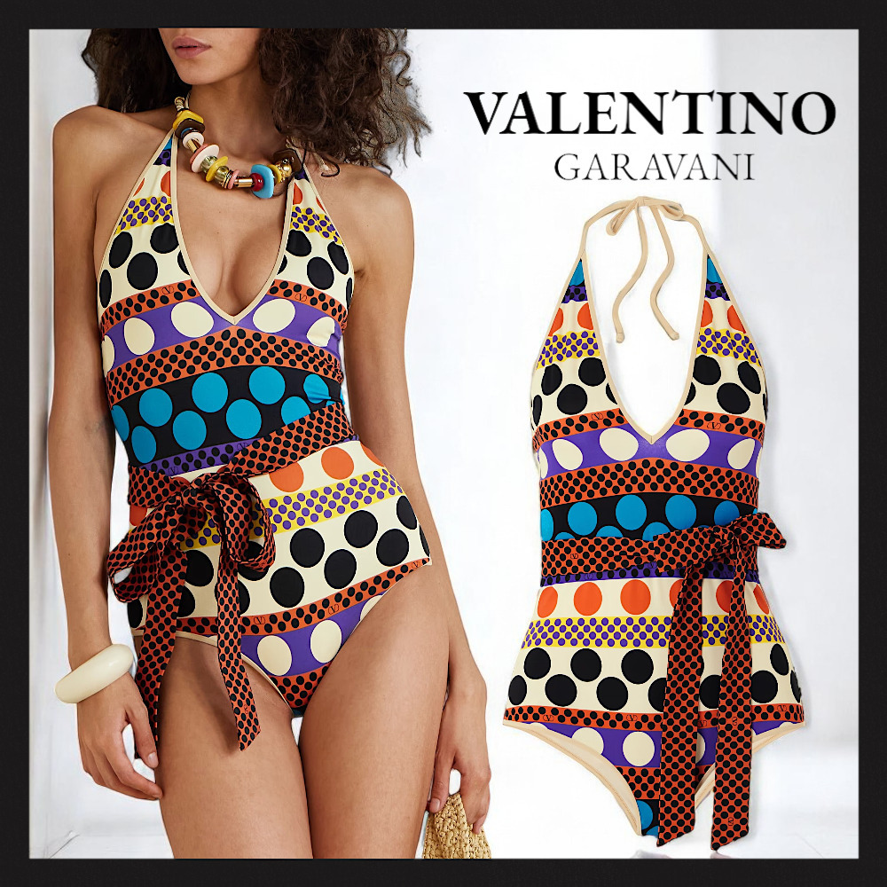 【VALENTINO GARAVANI】ホルターネック スイムスーツ ベルト付き