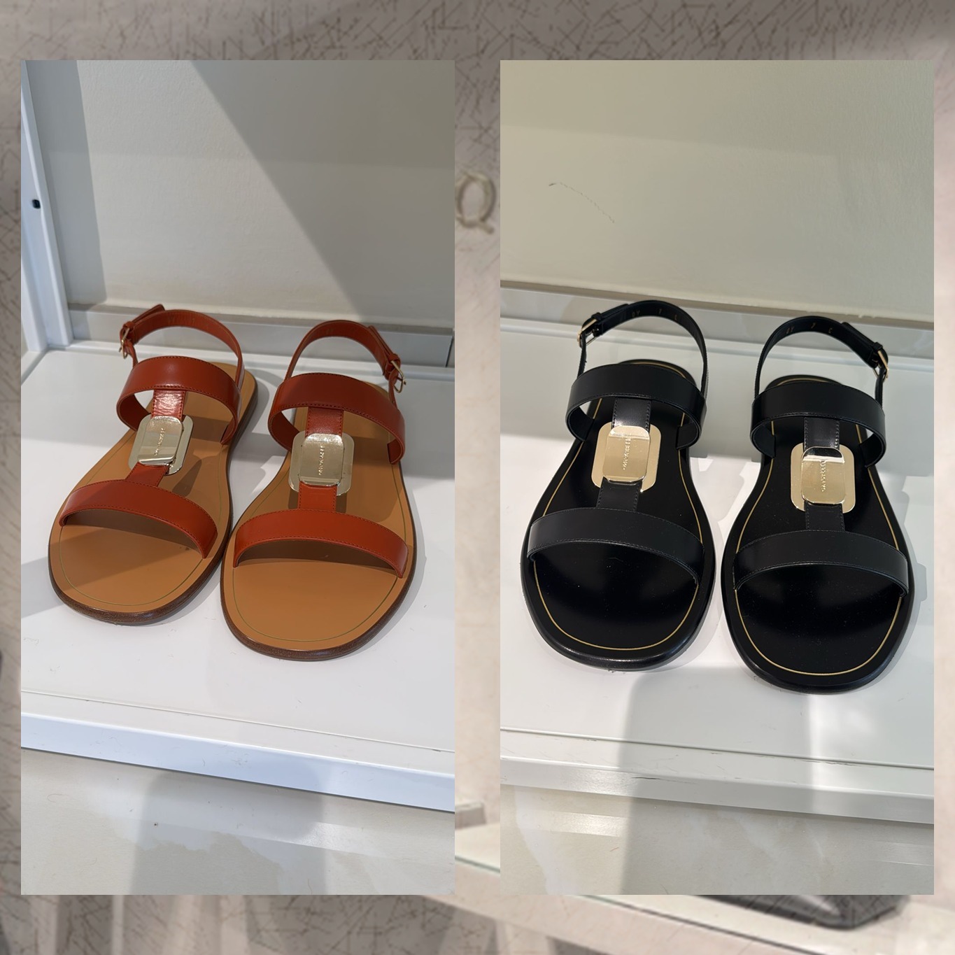 直営店☆Ferragamo☆SALE! レザー フラット ストラップサンダル