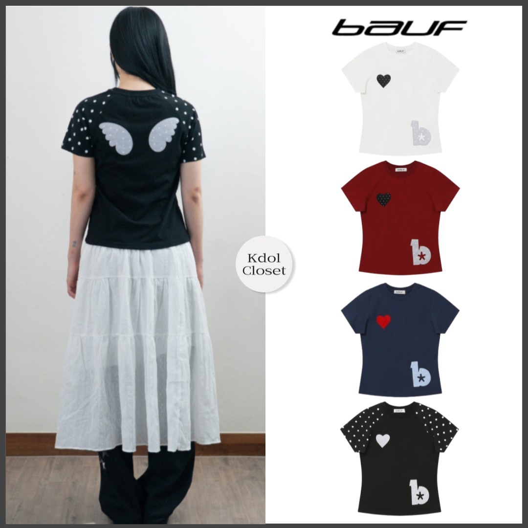 韓国ファッション 天使の羽 [BAUF] ANGEL WING SLIM FIT T-SHIRT
