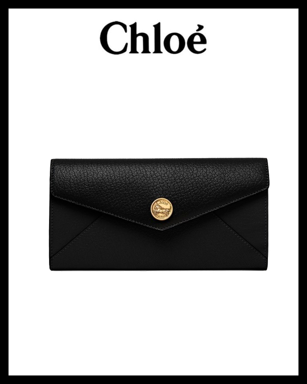 Chloe グレインレザー製フラップ付きENVELOPEロング ウォレット