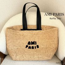 関税送料込 AMI PARIS ナチュラルラフィア トートバッグ