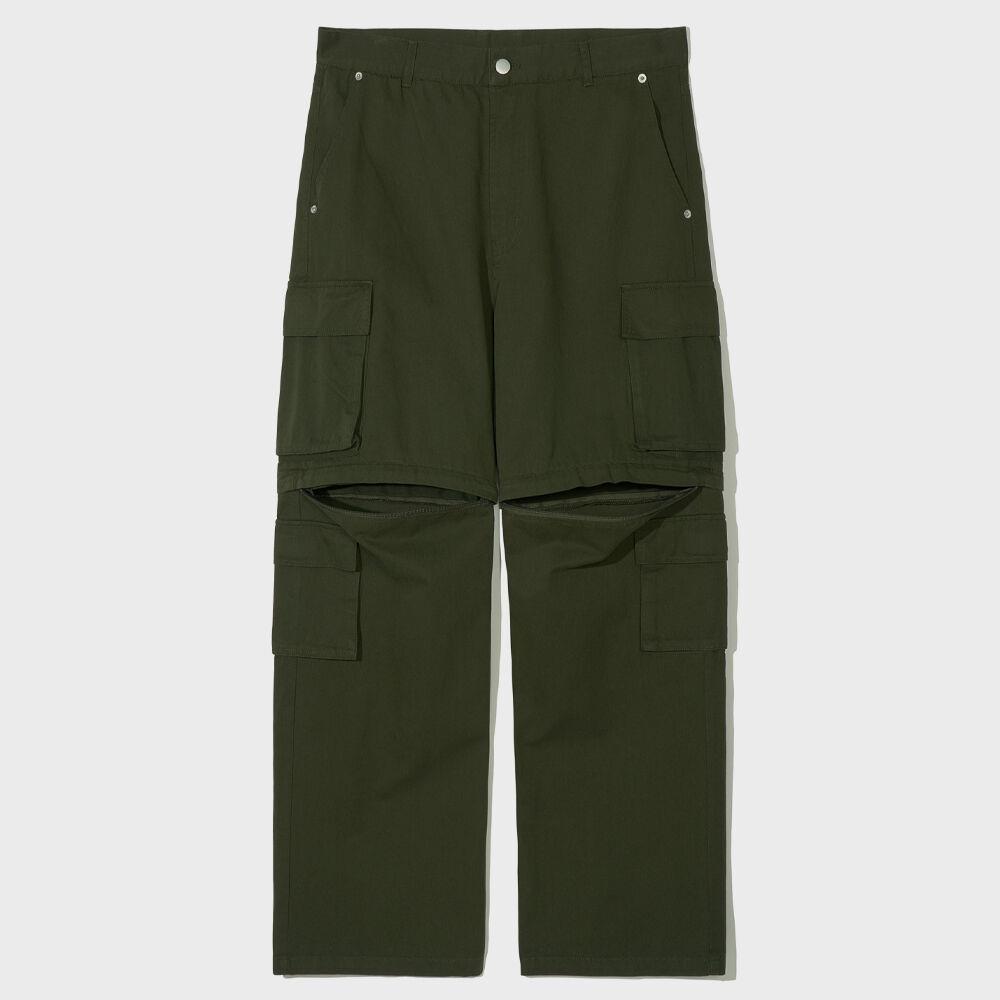 ★PARTIMENTO★ Detachable Multi Pocket Cargo Pants Khaki