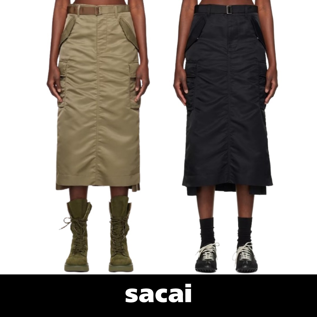 【税関/送料込】Sacai ★ ナイロンツイル ミディアムスカート
