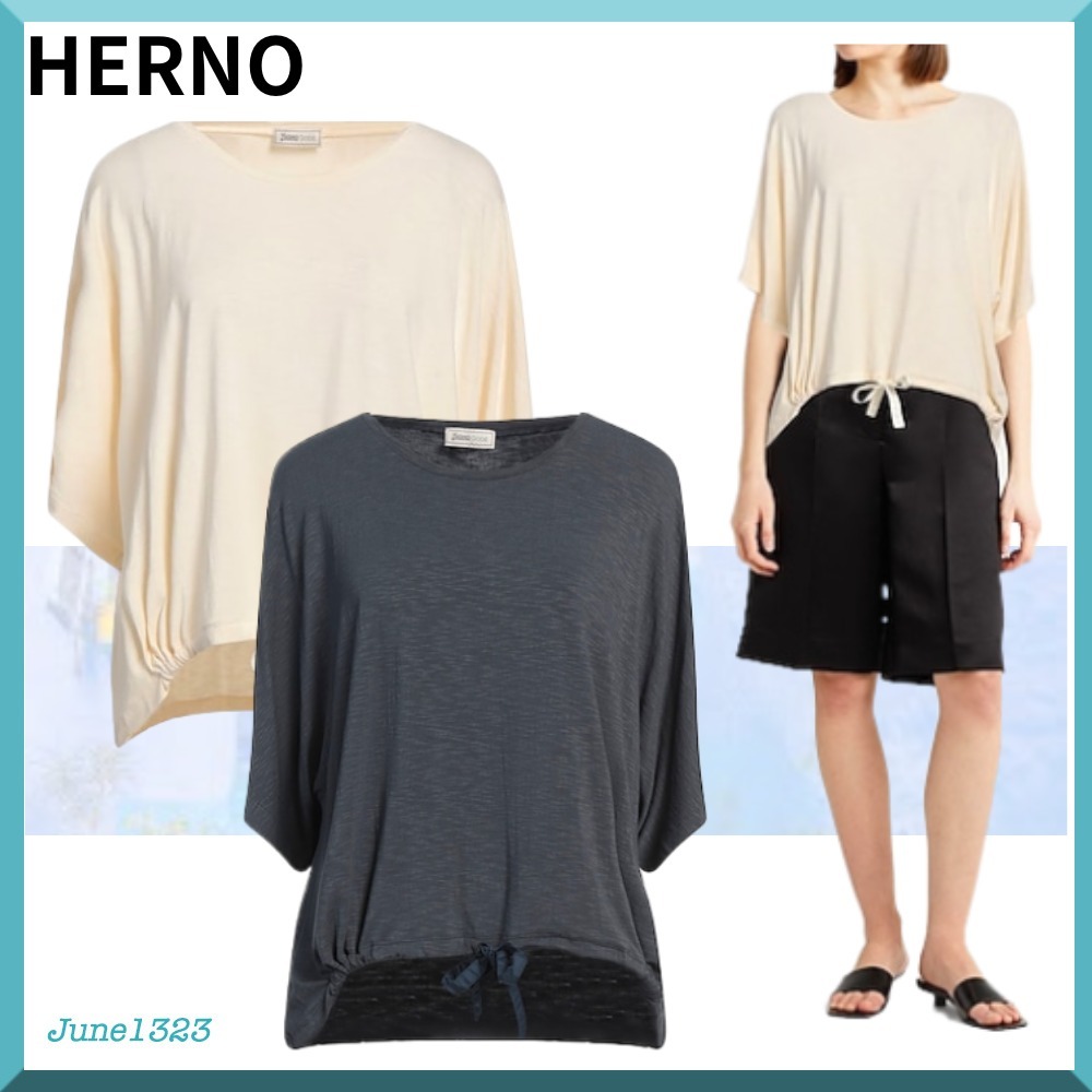 国内配送【HERNO】GLOBE ジャージー Tシャツ
