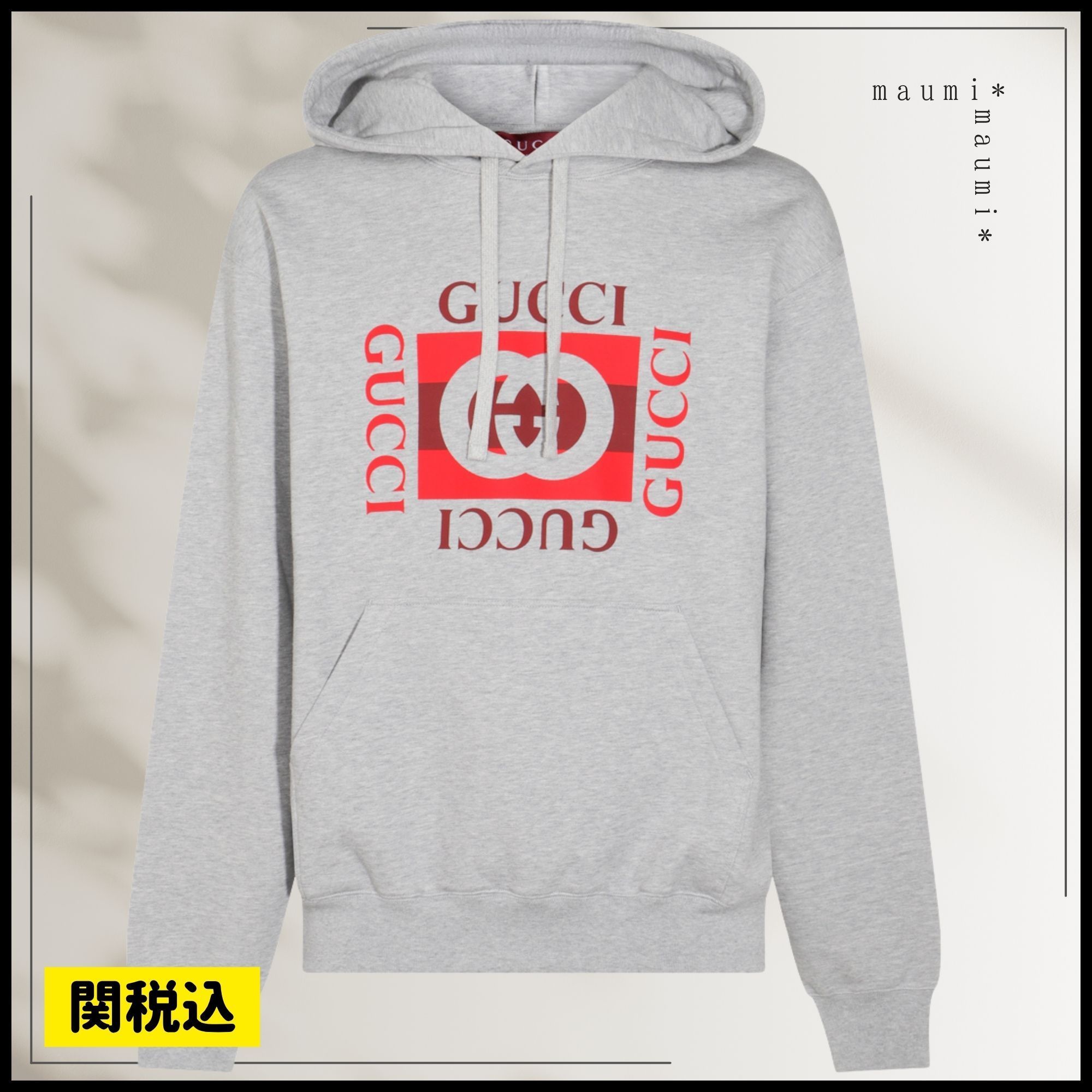 関税込み/GUCCIグッチ GGロゴプリント スウェットパーカー