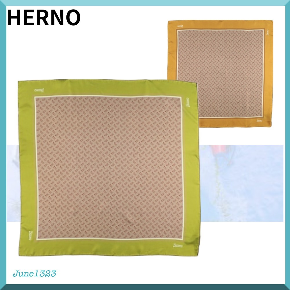 国内配送【HERNO】ロゴ シルク スカーフ