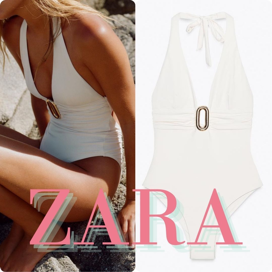 ZARA メタルパーツ付きホルターネック スイムウェア 0167/229