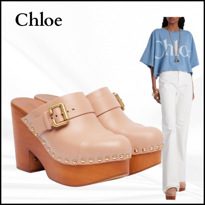 【Chloe】ジャネット 80 スタッズレザークロッグ