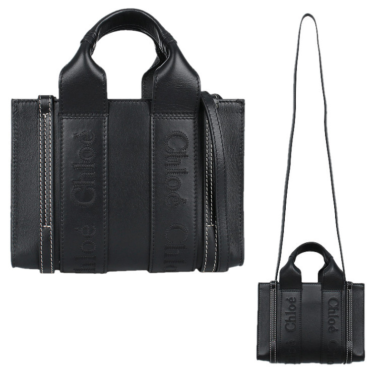 Chloe☆25SS WOODY ロゴデザイン 2WAY ミニ トートバッグ