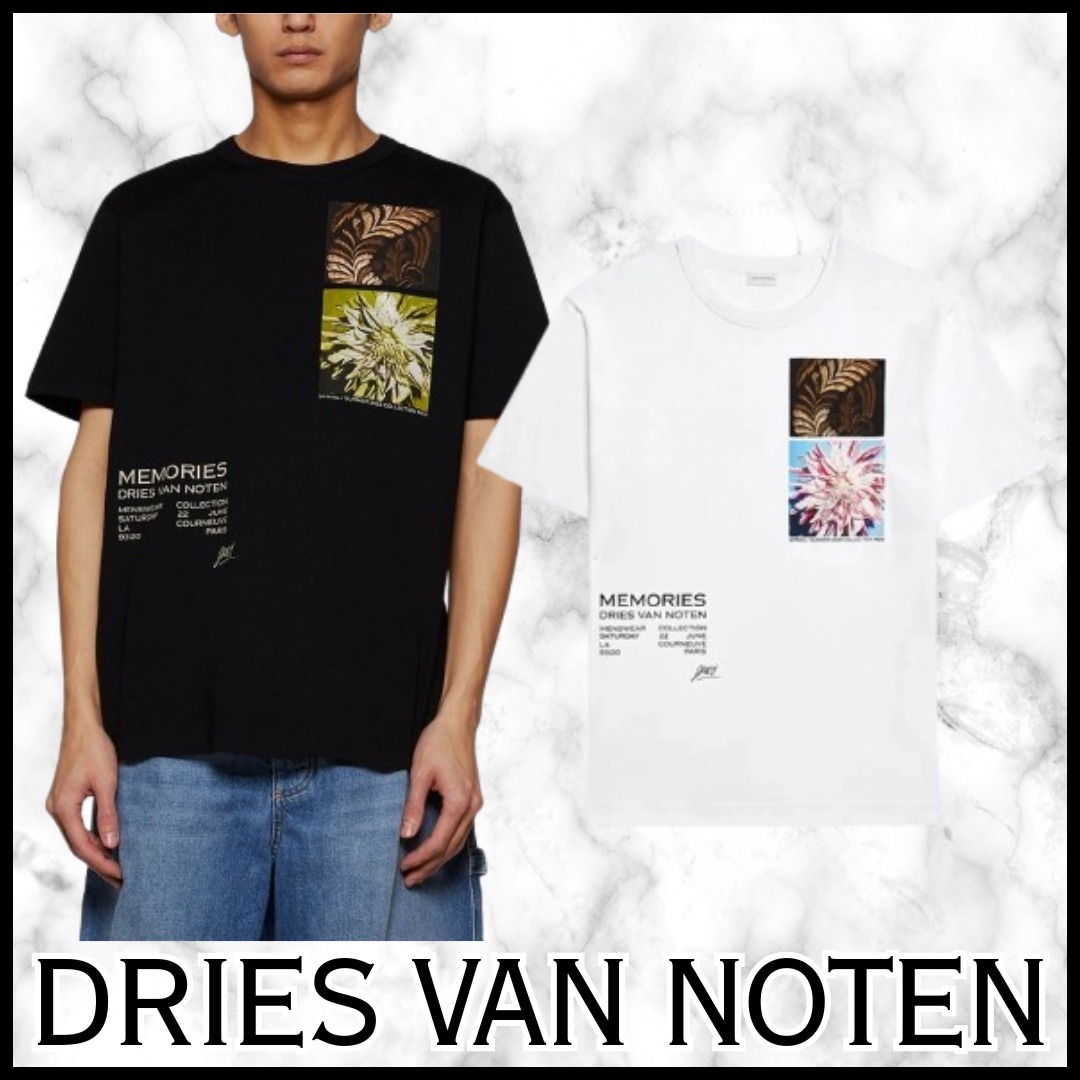 Dries Van Noten★Tシャツ プリント クルーネック 半袖 コットン