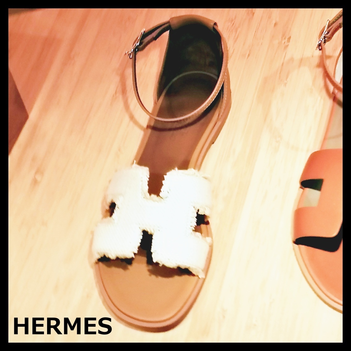 HERMES エルメス サンダル サントリーニ ホワイト レザー