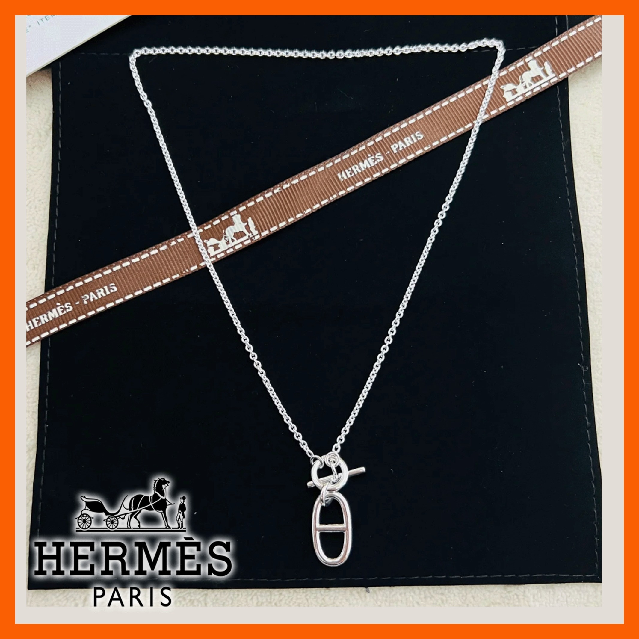 印象的なラインが光る【HERMES】Chaine dAncreネックレス