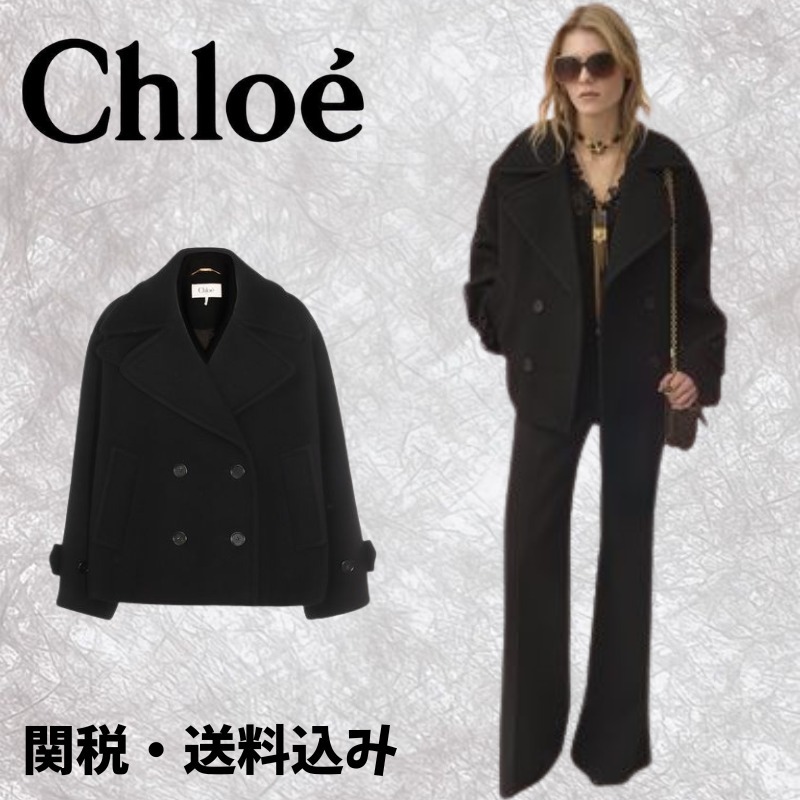 【Chloe】ウール オーバーサイズ ショートコート ピーコート