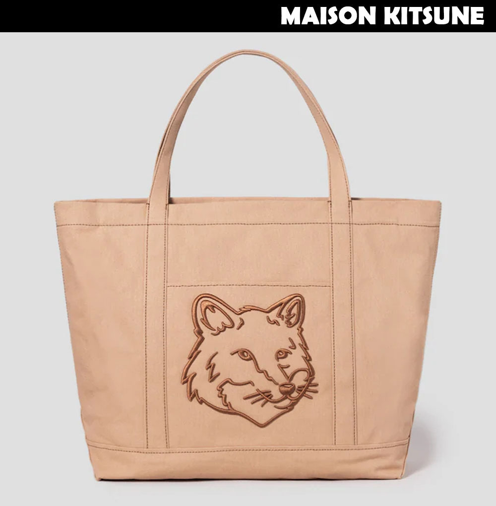MAISON KITSUNE● Unisex Fox Head Large Tote - Cork