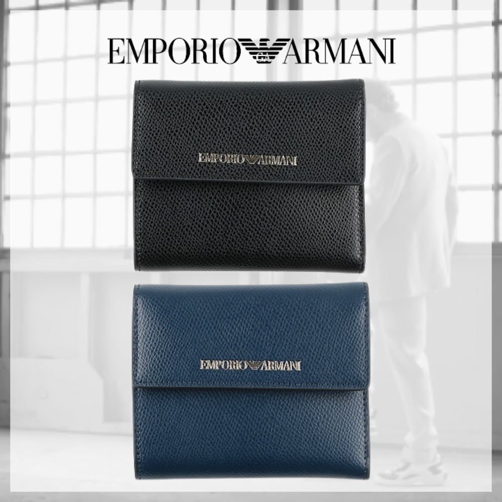 EMPORIO ARMANI* アルマーニ ロゴ 三つ折り財布 無地