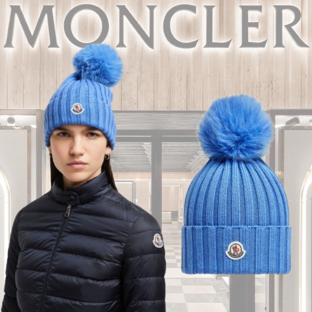 ★【MONCLER】Berretto in lana con pon pon★ウールニット帽