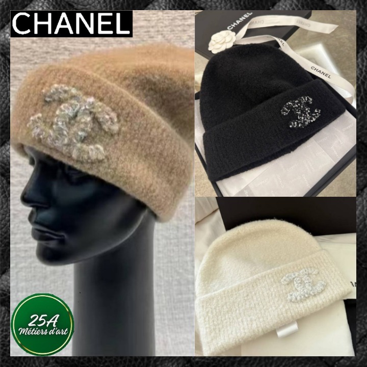 ☆男女兼用 モコモコCCロゴ☆【CHANEL】シンプルニット帽