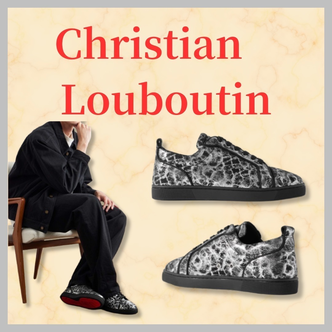 Christian Louboutin スニーカー スエード シルバー ブラック