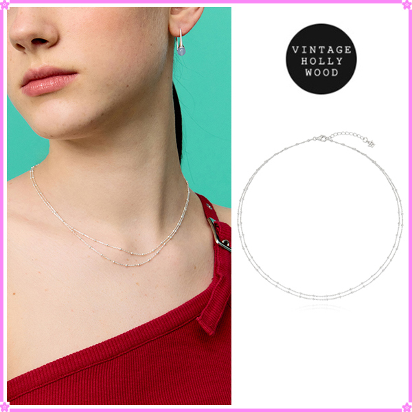 【VINTAGE HOLLYWOOD】Dot Layered Necklace_VH2536NE003M